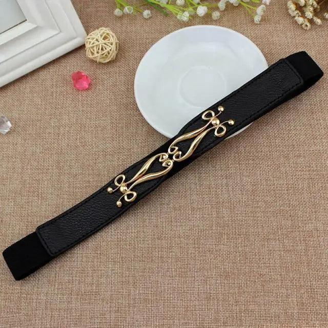 Modern Wide Fabric Strap Silver Metal Buckle Belts For Women Trendy Fashion Stretchable Classic Belts