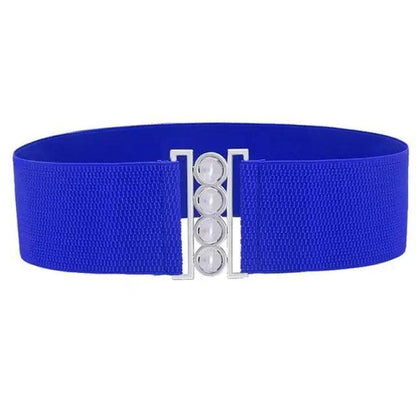 Modern Wide Fabric Strap Silver Metal Buckle Belts For Women Trendy Fashion Stretchable Classic Belts