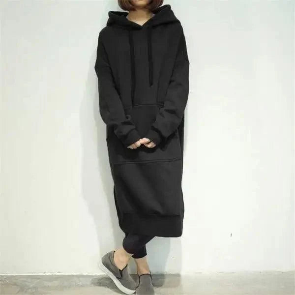 Modern Women Long Hoodies Autumn Winter Loose Hooded Sweatshirts Casual Oversized Sweatshirt Baggy Pullovers Dress Plus Size Super Soft Pullover Oversize Sweatshirt With Pocket