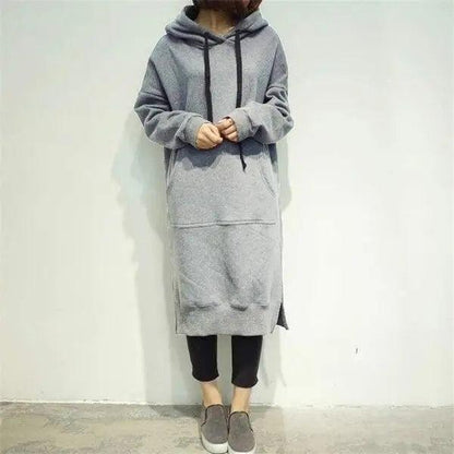 Modern Women Long Hoodies Autumn Winter Loose Hooded Sweatshirts Casual Oversized Sweatshirt Baggy Pullovers Dress Plus Size Super Soft Pullover Oversize Sweatshirt With Pocket