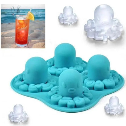 Octopus Ice Cube Maker Creative Silica Gel Gun Bullet Skull Shape Tray Mold Home Bar Party Cool Whiskey Wine Ice Cream Bar Tool