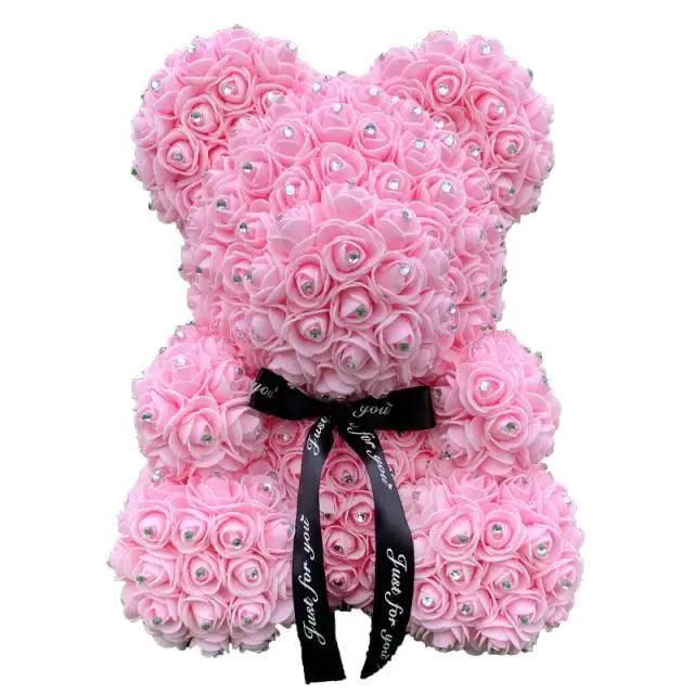 New Charming Diamond Rose Bears 40cm Artificial Flower Teddy Bears For Valentins's Day Mother's Day Birthday Gifts
