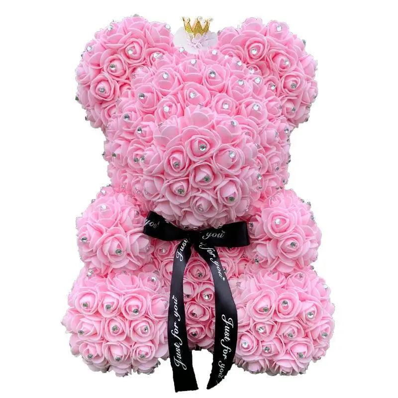 New Charming Diamond Rose Bears 40cm Artificial Flower Teddy Bears For Valentins's Day Mother's Day Birthday Gifts