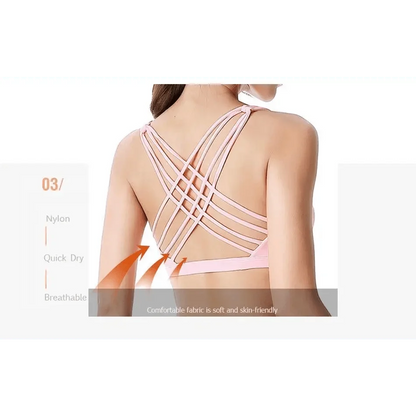 New Elegance Fitness Sports Bra for Women Push Up Wirefree Padded Crisscross Strappy Running Gym Training Workout Yoga Underwear Crop Tops