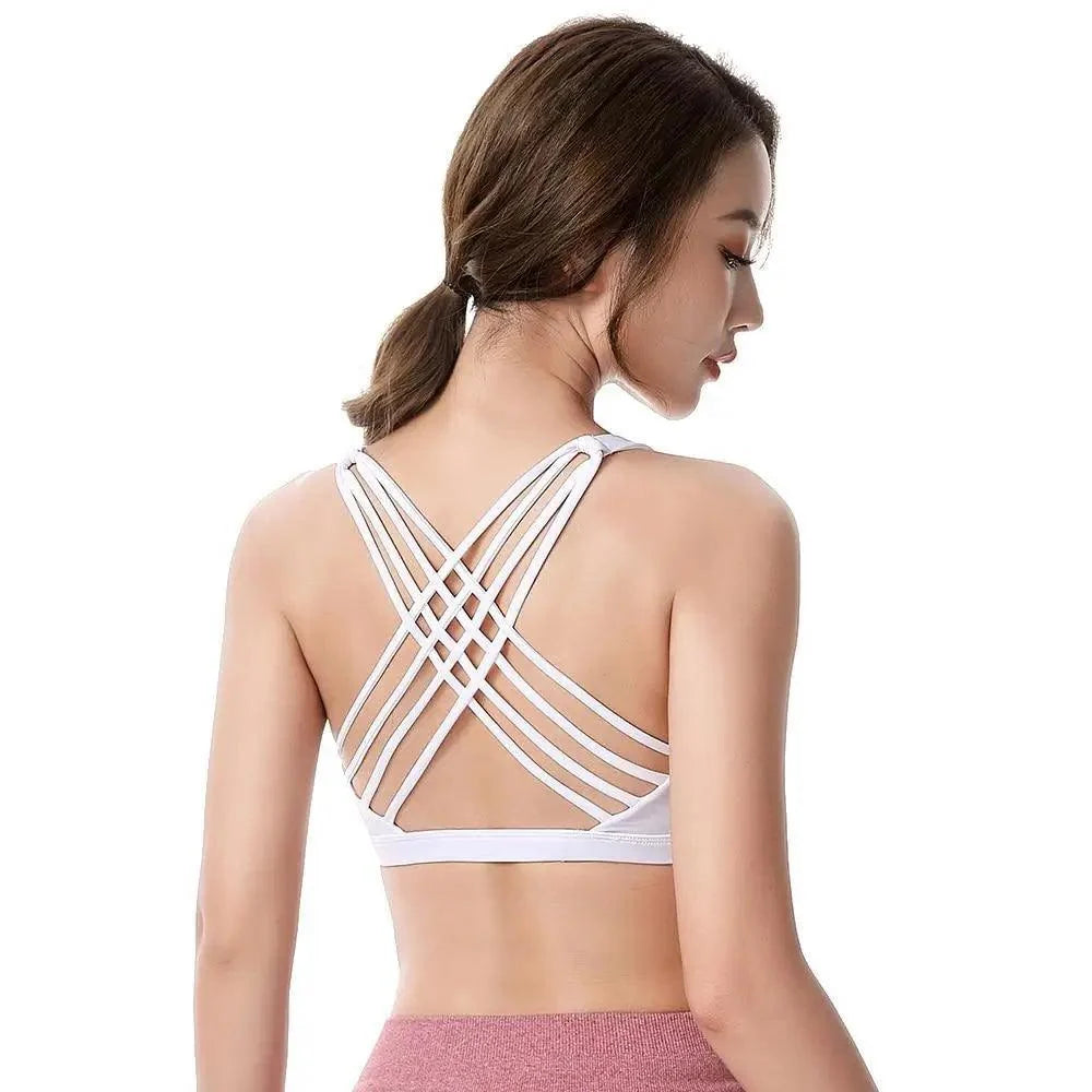 New Elegance Fitness Sports Bra for Women Push Up Wirefree Padded Crisscross Strappy Running Gym Training Workout Yoga Underwear Crop Tops