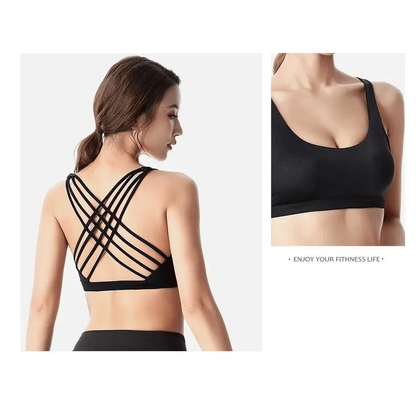 New Elegance Fitness Sports Bra for Women Push Up Wirefree Padded Crisscross Strappy Running Gym Training Workout Yoga Underwear Crop Tops