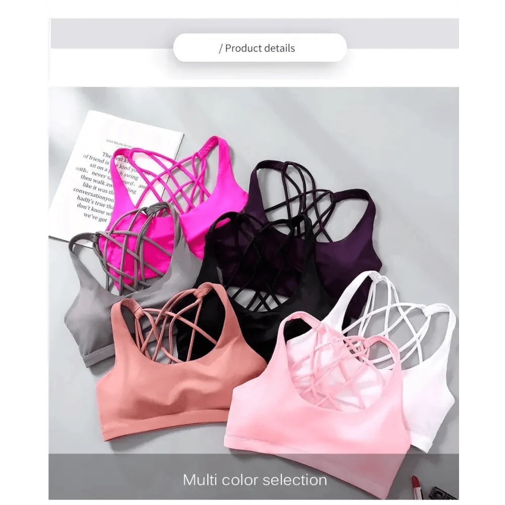 New Elegance Fitness Sports Bra for Women Push Up Wirefree Padded Crisscross Strappy Running Gym Training Workout Yoga Underwear Crop Tops