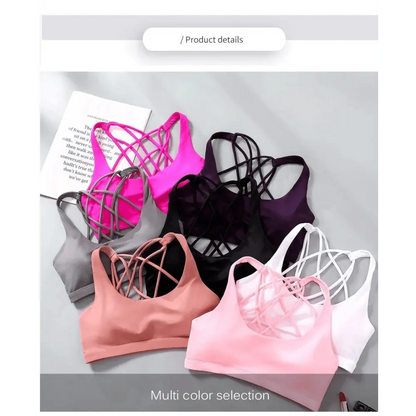 New Elegance Fitness Sports Bra for Women Push Up Wirefree Padded Crisscross Strappy Running Gym Training Workout Yoga Underwear Crop Tops