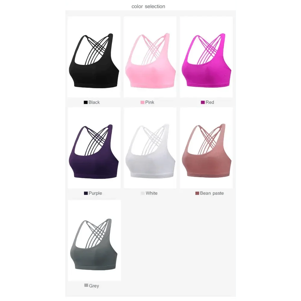 New Elegance Fitness Sports Bra for Women Push Up Wirefree Padded Crisscross Strappy Running Gym Training Workout Yoga Underwear Crop Tops