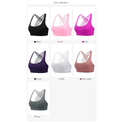 New Elegance Fitness Sports Bra for Women Push Up Wirefree Padded Crisscross Strappy Running Gym Training Workout Yoga Underwear Crop Tops