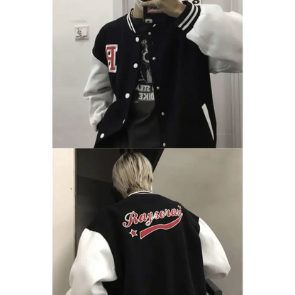 New Elegance Spring Autumn Coat Baseball Bomber Jacket Loose Letter R Men Women Couples Tops Plus Size Jackets Streetwear