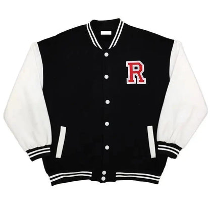 New Elegance Spring Autumn Coat Baseball Bomber Jacket Loose Letter R Men Women Couples Tops Plus Size Jackets Streetwear