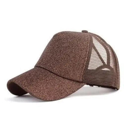New Elegant Glitter Ponytail Baseball Caps Sequins Shining High Quality Fashionable Cap For Womens Messy Bun Adjustable Snapback Hip Hop Hat