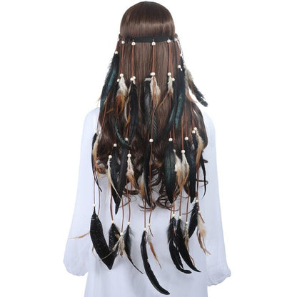 New Fashion Feather Rope Crown Hair Band Boho White Elastic Festival Headband for Women Fashion Female Gorgeous Hair Accessories For Women