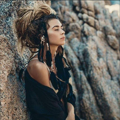 New Fashion Feather Rope Crown Hair Band Boho White Elastic Festival Headband for Women Fashion Female Gorgeous Hair Accessories For Women