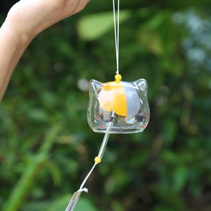New Glass Cat Pattern Wind Chime Bell Home Garden Hanging Decor DIY Gift Glass Wind Chime Birthday Valentine's Day Gift Home Spa Kitchen Office Decor