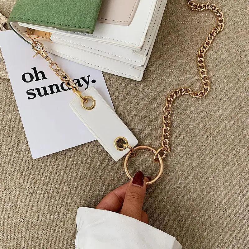 New Look Contrast Color Scrub Leather Crossbody Bags For Women And Girls Simple Chain Shoulder Bag , Purses And Handbags For Ladies