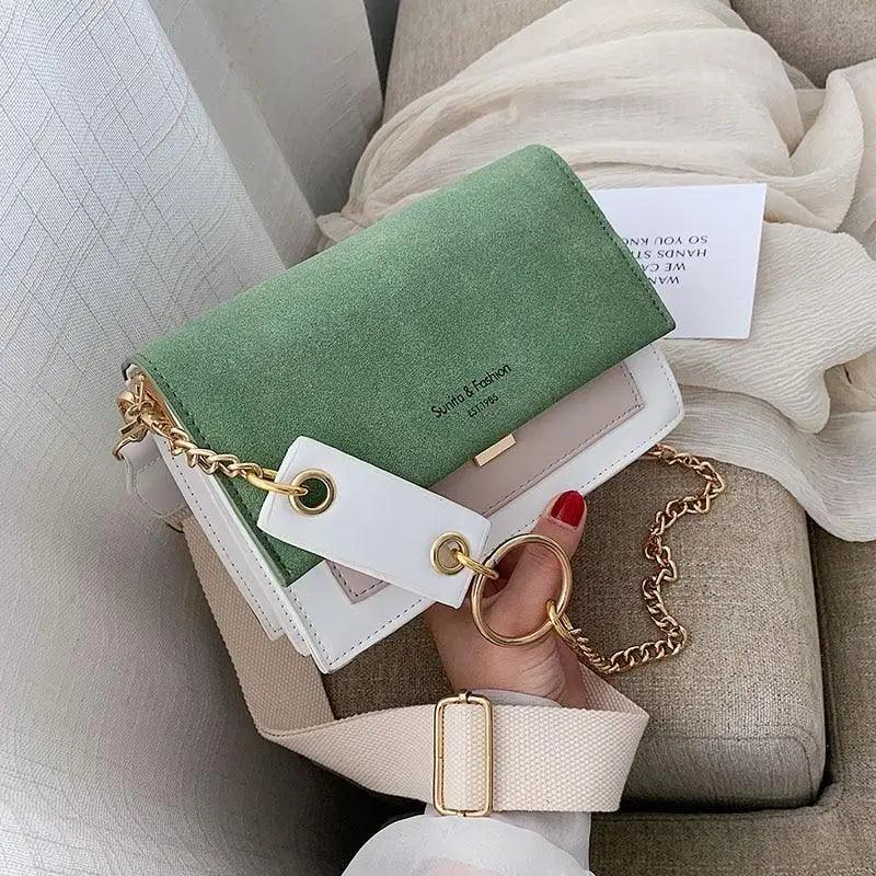 New Look Contrast Color Scrub Leather Crossbody Bags For Women And Girls Simple Chain Shoulder Bag , Purses And Handbags For Ladies