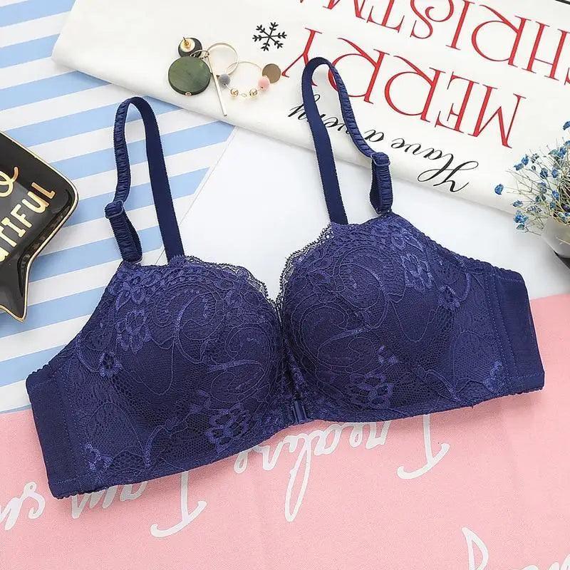 New Luxurious Lace Floral Wireless Bras For Women Front Closure Bras Plus Size Bralette Comfortable  Adjusted Push Up Bra