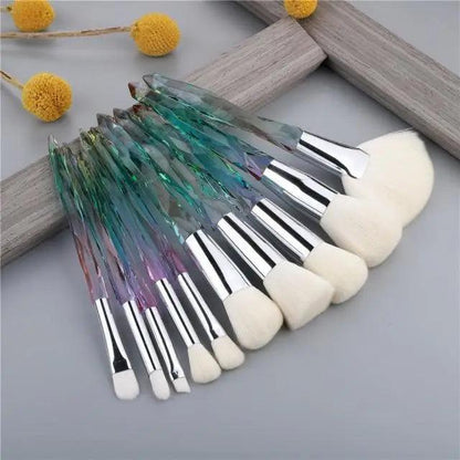 New Luxury Cosmic Color New Luxury Crystal Makeup Brushes Powder Foundation Eyeshadow Eyebrow Cosmetics for Face Fan Make Up Brush Set