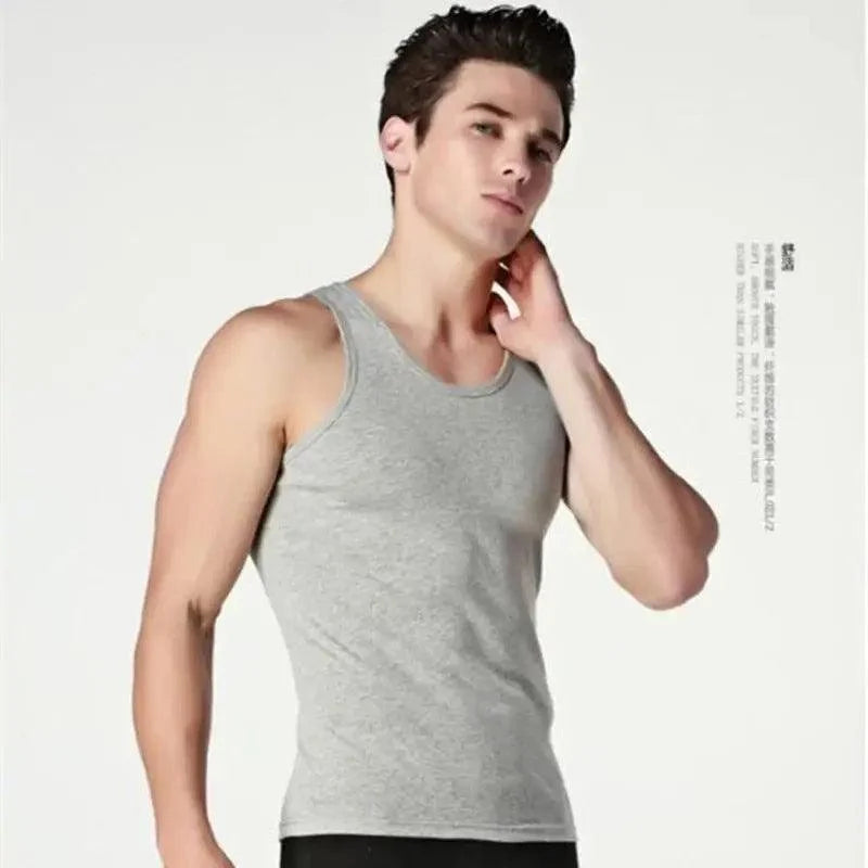 New Sale 100% Soft Cotton Mens Modern Sleeveless Tank Top Solid Muscle Vest Athletic Undershirts O-neck Gym Clothing Tees Tops Unique Soft Comfortable Summer Tops For Men Soft Cotton Sleeveless Tops for Men Classic Tank Tops