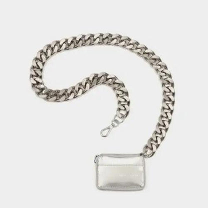 New Sparkling Thick Metal Chain Shoulder Bag Bike Wallet, Mini Bag, Coin Purse. Fashionable Women Pack Leather Crossbody Bags