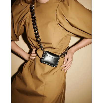 New Sparkling Thick Metal Chain Shoulder Bag Bike Wallet, Mini Bag, Coin Purse. Fashionable Women Pack Leather Crossbody Bags