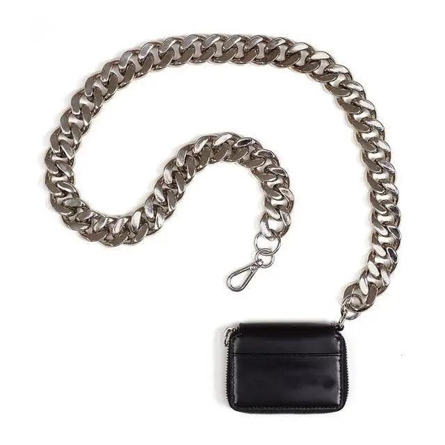 New Sparkling Thick Metal Chain Shoulder Bag Bike Wallet, Mini Bag, Coin Purse. Fashionable Women Pack Leather Crossbody Bags