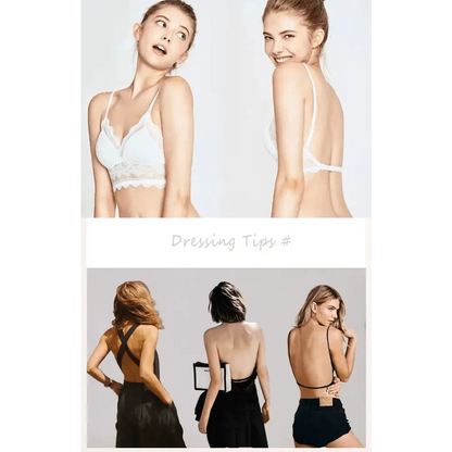 New Splendid French Style Lingerie Soft Bralette Deep V Lace Wireless Triangular Padded Cups Backless Bra