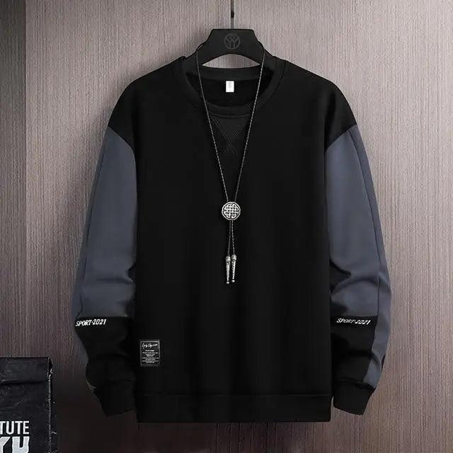New Spring Man Sweatshirt Casual Hip Hop Streetwear Loose Hoodies Men's Patchwork Pullover Tops Male Men Sweatshirt Streetwear Loose Hoodies Solid Patchwork Pullover Tops
