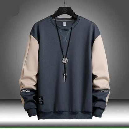 New Spring Man Sweatshirt Casual Hip Hop Streetwear Loose Hoodies Men's Patchwork Pullover Tops Male Men Sweatshirt Streetwear Loose Hoodies Solid Patchwork Pullover Tops