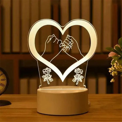New Sterlling Romantic Love 3D Lamp Heart-shaped Balloon Acrylic LED Night Light Decorative Table Lamp Valentine's Day Sweetheart Wife's Gift