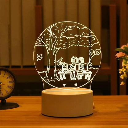 New Sterlling Romantic Love 3D Lamp Heart-shaped Balloon Acrylic LED Night Light Decorative Table Lamp Valentine's Day Sweetheart Wife's Gift