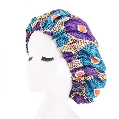 New Stunning Extra Large Satin Lined Bonnet Women Big Size Beauty Print Satin Silk Bonnet Sleep Night Cap Head Cover Bonnet Hat