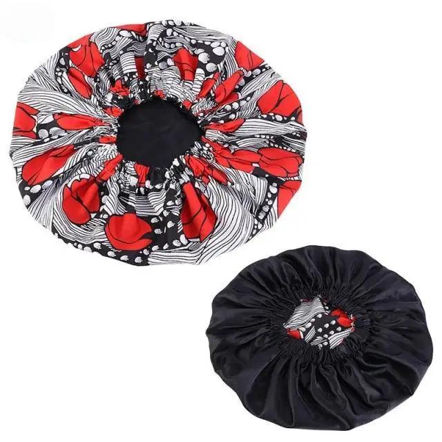 New Stunning Extra Large Satin Lined Bonnet Women Big Size Beauty Print Satin Silk Bonnet Sleep Night Cap Head Cover Bonnet Hat