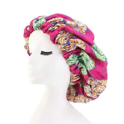New Stunning Extra Large Satin Lined Bonnet Women Big Size Beauty Print Satin Silk Bonnet Sleep Night Cap Head Cover Bonnet Hat