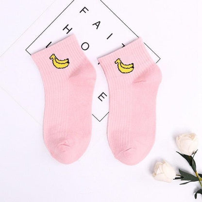 Solid Color Avocado Printed Socks Casual Joker Cotton Short Socks Ladies Fruit Print Concise College Style Breathable Cotton Short Socks For Men And Women