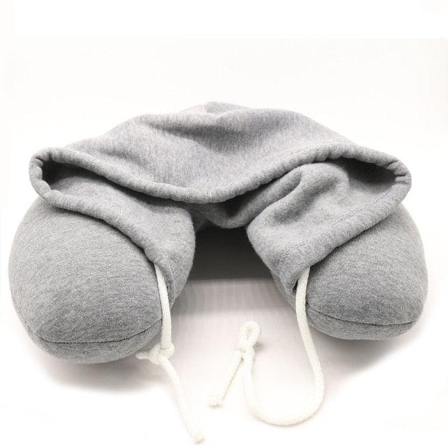 New Travel Hooded U-Shaped Pillow Cushion Car Office Airplane Head Rest Neck Neck Pillow Inflatable Travel Pillow Comfortably Supports The Head Support U-Shaped Luxury Memory Foam Neck Travel Pillow with Hoodie Neck Pillow