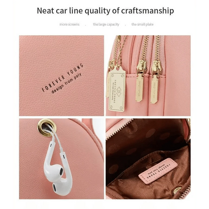 New Versatile Big Capacity 3 Layer Women Backpack Fashionable Small Backpack For Ladies Soft Leather Shoulder Crossbody bag for Female