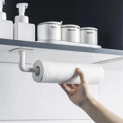 New Vigorous 1Pc Kitchen Self-adhesive Accessories Under Cabinet Paper Roll Rack Towel Holder Tissue Hanger Storage Rack for Bathroom Toilet