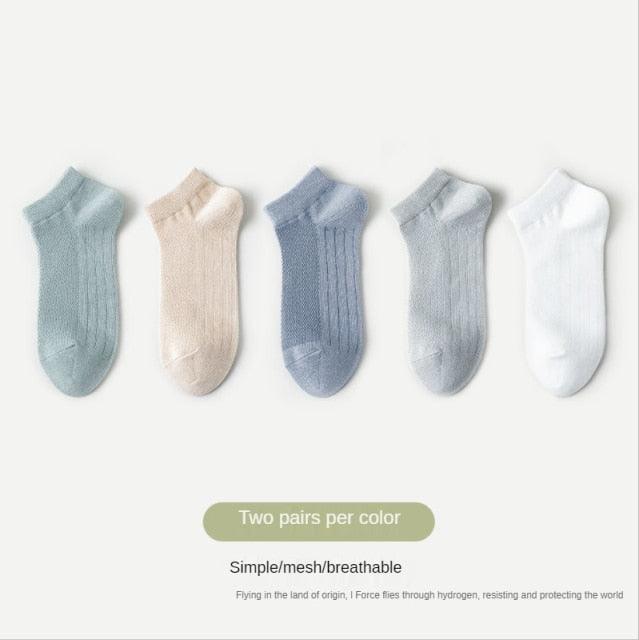 New Women Mesh Short Socks Invisible Ankle Socks Pack Ladies Spring Summer Breathable Thin Boat Socks Set