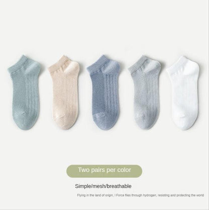 New Women Mesh Short Socks Invisible Ankle Socks Pack Ladies Spring Summer Breathable Thin Boat Socks Set