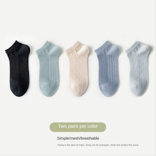 New Women Mesh Short Socks Invisible Ankle Socks Pack Ladies Spring Summer Breathable Thin Boat Socks Set