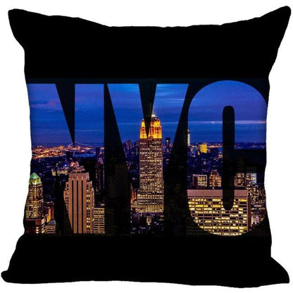 New York Pillow Cover Square Cushion Cover Christmas Zippered Pillow Case for Sofa Bed Home Decor 40*40cm,45*45cm(One Side)