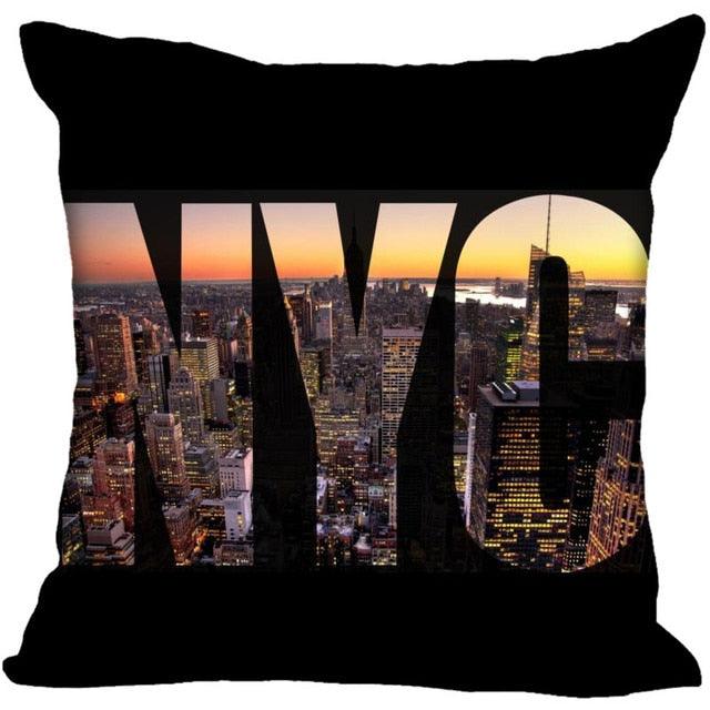 New York Pillow Cover Square Cushion Cover Christmas Zippered Pillow Case for Sofa Bed Home Decor 40*40cm,45*45cm(One Side)