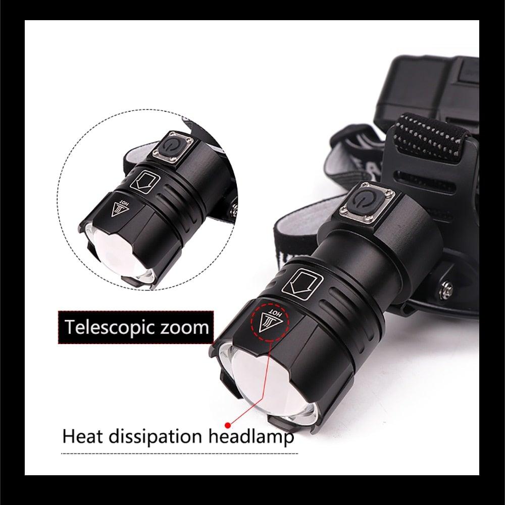 Newest  Waterproof XHP199 16-Core Super Bright Powerful Lantern Headlamp XHP110 LED USB  Flashlight XHP50 Headlight Rechargeable 18650 Zoom Torch Light