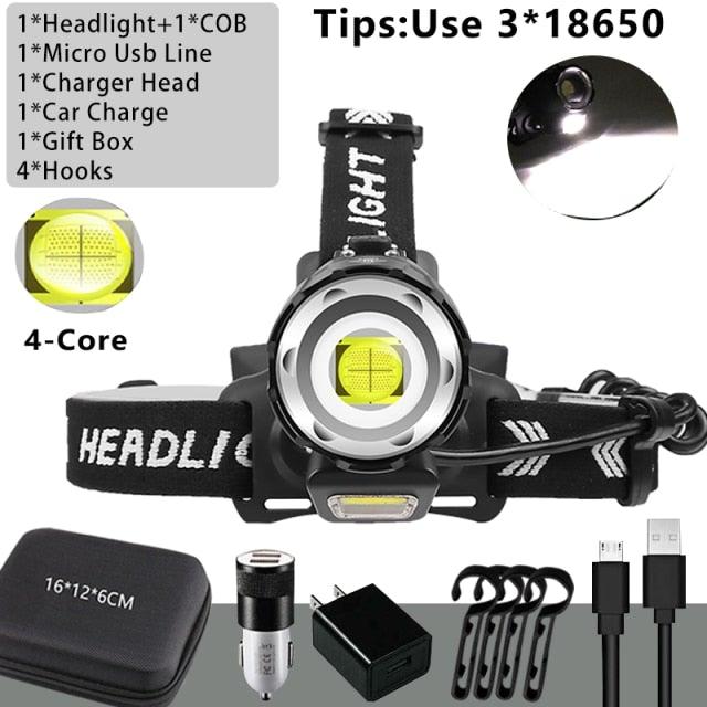 Newest  Waterproof XHP199 16-Core Super Bright Powerful Lantern Headlamp XHP110 LED USB  Flashlight XHP50 Headlight Rechargeable 18650 Zoom Torch Light