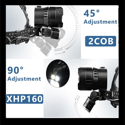 Newest  Waterproof XHP199 16-Core Super Bright Powerful Lantern Headlamp XHP110 LED USB  Flashlight XHP50 Headlight Rechargeable 18650 Zoom Torch Light
