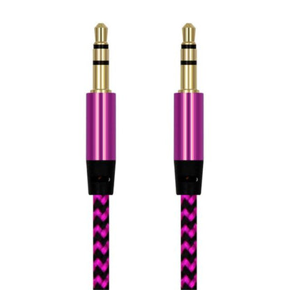 Nylon Braided 1m 3.5 mm  Aux Audio Cable Jack For Mobile Car Headphones Speakers