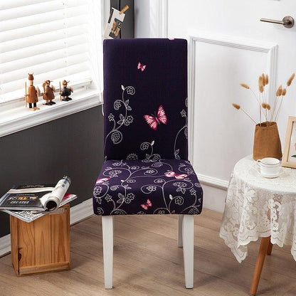 Pink Butterfly Print Elastic Chair Cover for Home Decoration Elastic Slipcovers Chair Seat Covers For Dining Room  Chair Slipcovers for Dining Room Chair seat Covers Chair Protectors for Party Pet Protection Universal Fit Soft Polyester